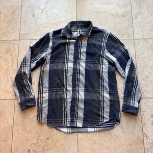 Howe Light & Charcoal Gray Flannel Button-Up Shirt – Size XXL